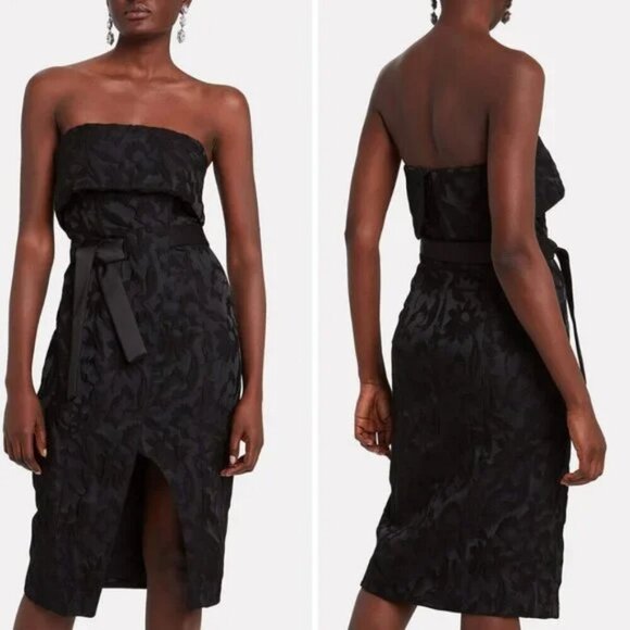 NWT ALEXIS Isotta Black Jacquard Strapless Midi Dress XS MSRP $600 - Picture 2 of 7